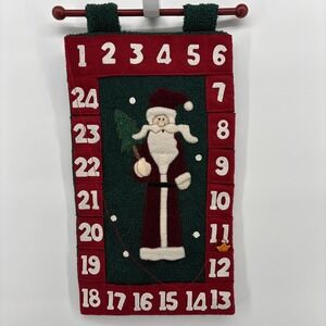 Advent Calendar Santa Claus Christmas Holiday‎ Red Fabric 18"×10" Countdown